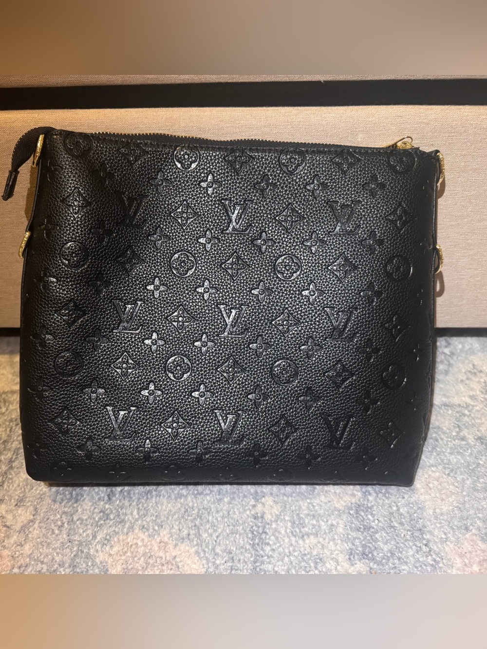 INSPIRED Black Embossed Monogram Crossbody Bag - Picture 3 of 11